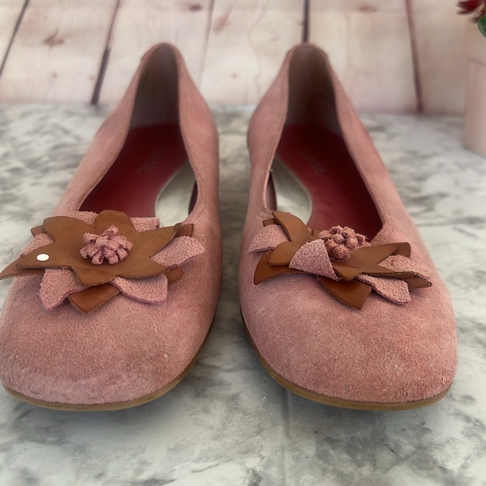 CONNIE VTG  Barbie pink suede leather slip ons flats size 9M